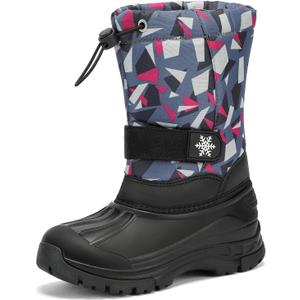 koppu Boys Girls Snow Boots Kids' Waterproof Snow Boots for Winter Slip Resistant Cold Weather Shoes (9 Toddler, Pinkish Gray)