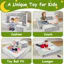 Kids Couch, 4Pcs Toddler Sofa Bed, Dark Grey | Glow-in-The-Dark, Chair Seat, Playroom Furniture, Child Sectional, Removable Cover, for Girls & Boys, 4Pack