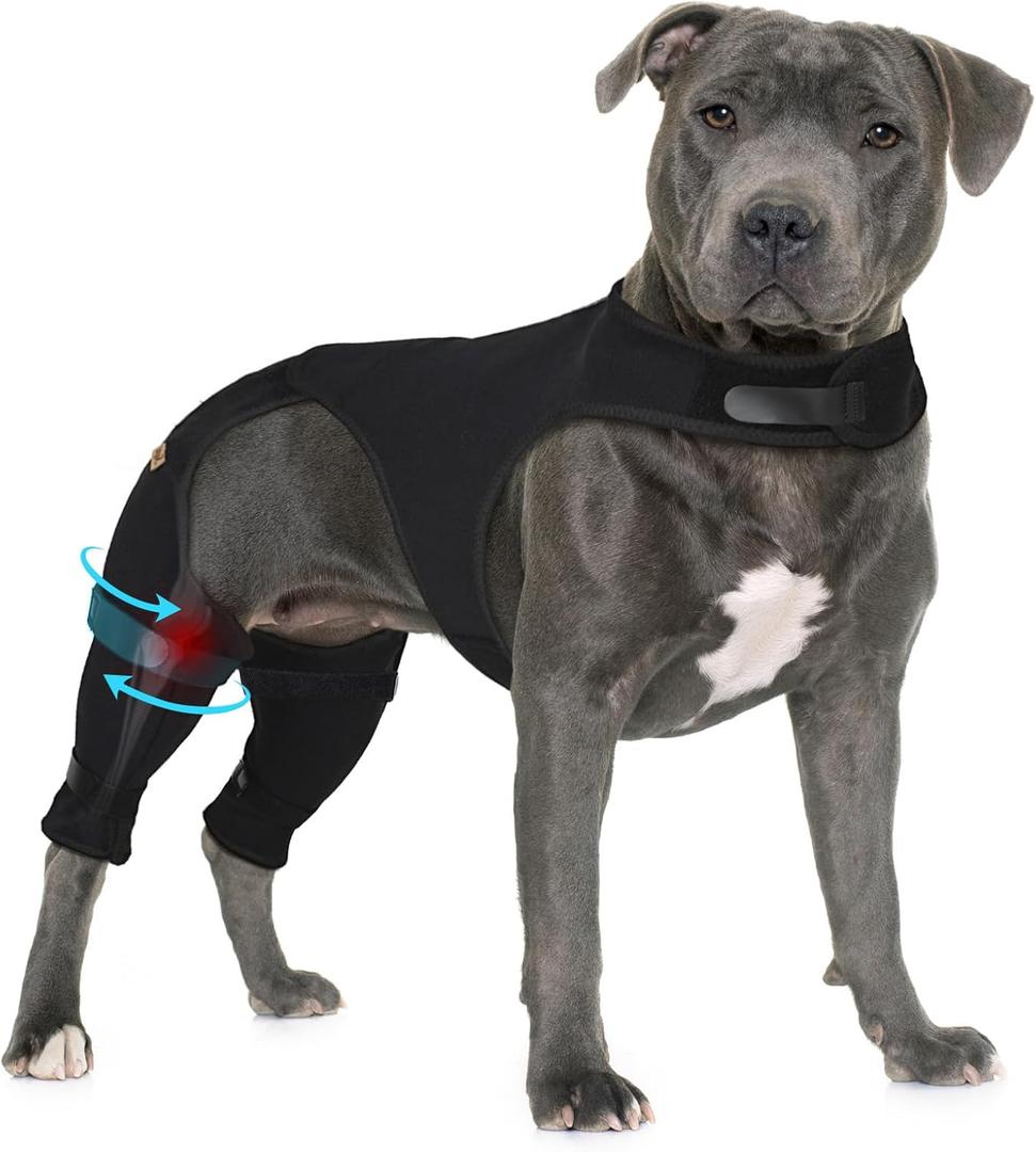 Supet Dog Rear Leg Sleeve to Stop Licking, Non-Slip Surgical Sleeve for Back Leg After TPLO, Breathable Recovery Sleeve After Surgery, Wound Cover for Hip and Thigh, Dog Cone Alternative (M, Black)