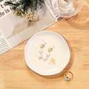 PUDDING CABIN Ceramic Initials Ring Dish Jewelry Tray Gifts for Mom Sister Friends, 4.3inch (F)