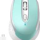 RaceGT USB C Wireless Computer Mouse, 2.4G Silent Cordless Mice for Laptop, Type C Mouse with 6 Buttons and 3 Adjustable DPI for Laptop, Deskbtop, MacBook, PC (mint green)