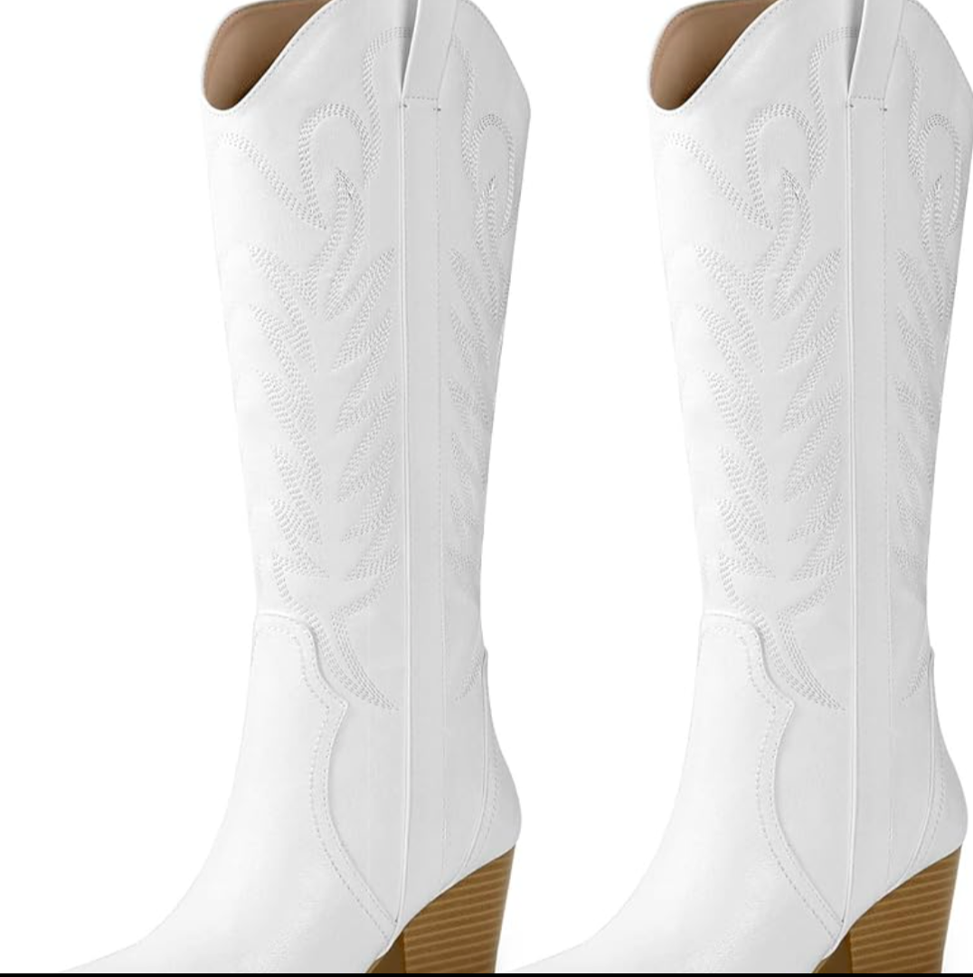 Arromic Cowboy Boots for Women Comfortable Womens Embroidered Western Cowgirl Knee High Boots Pointed Toe Zipper Chunky Heel Country Outfit Retro Tall Boots size 10