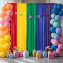 Rainbow Backdrop Curtains 12x7ft - 5 Panels Colorful Party Decor for Unicorn Birthday, Baby Shower, Photo Booth - Wrinkle-Resistant, Machine Washable Polyester Fabric