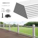 CKE 100 Pack 26" White Round Aluminum Balusters, White Aluminum Spindles with Screws& Conectors for Indoor Outdoor, 3/4" Diameter Hollow Deck Round Balusters for Wood and Composite Deck Balusters