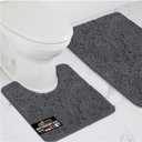 GORILLA GRIP Bathroom Rug Sets, Soft Chenille 2 Piece Area Rugs Set, Toilet Base Mat and 30x20 Carpet, Absorbent Microfiber Washable Mats Dry Quickly, Home Dcor and Bath Room Accessories, Charcoal