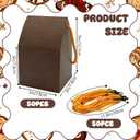 CIEOVO 50Pcs Christmas Gingerbread House Kit, Cardboard House-Shaped Cookie Gift Boxes with Ropes for DIY Crafts Holiday Party Favors Bulk Supplies (Dark brown)