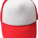 Men Women Foam Trucker Hat Mesh Cap Solid Colors Lightweight with Adjustable Snapback Collection (One Size, Red)