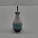 Ceramic Olive Oil & Vinegar Dispenser Bottle - 400ml Cruet with Pourer & Stopper - Perfect Home Decor Gift - 6" H x 3" W (Blue)