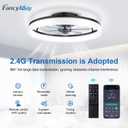 FancyMay Ceiling Fans with Lights and Remote, 20" Modern Low Profile Ceiling Fan, 6-Speed Quiet Reversible Motor, Flush Mount LED Fan Light,Stepless Dimmable for Bedroom & Kids Room (Black)