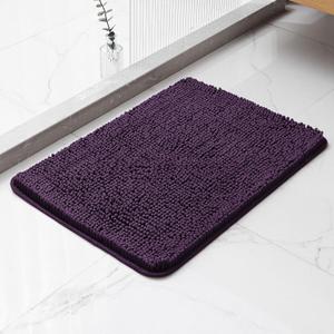Plum Bathroom Rugs 17"x24" - Plush Chenille Non-Slip Bath Mat - Absorbent, Washable, Soft and Thick Decor for Shower, Sink, Kitchen, Tub, Home Accessories