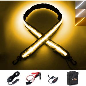 4FT 12V Led Light Strip Waterproof IP67, Dimmable Camping Awning Lights with 140 SMD 2835 LED Chips, Multi-Functional Use for RV, Car Tent, Camping, White/Warm White/Amber
