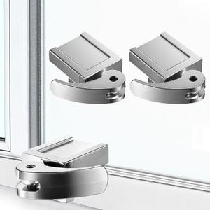 2 Pack Sliding Window Locks, Adjustable Security for Vertical & Horizontal Windows, Easy Install, Fits 1/16 inch to 7/8 inch Wide Rail, Enhanced Safety for Home & Office (Silver)