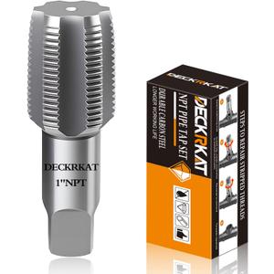 DECKRKAT 1" NPT Pipe Tap, Precision Carbon Steel NPT Tap Set for Clean Accurate Threads, 1" NPT Tap, Perfect for Plumbers Mechanics DIYers, with Durable Plastic Case.