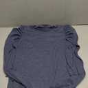 HANDAFA Puffy Long Sleeve Shirt Top for Women Solid Crewneck Blouse Shirt Slim Dressy Shirt(Navy,M)