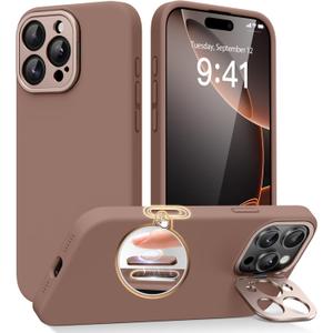 Magnetic for iPhone 16 Pro Case with Stand, Compatible with MagSafe, Silicone Upgraded [Camera Control Button] Shockproof Protective Phone Case for iPhone 16 Pro 6.3",Brown