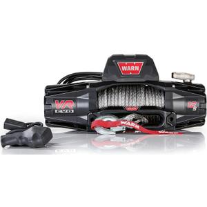 WARN 103255 VR EVO 12-S Electric 12V DC Winch with Synthetic Rope: 3/8" Diameter x 90' Length, 6 Ton (12,000 lb) Pulling Capacity , Black