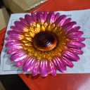 Bird Bath for Outside, Glass Solar Birdbath with Foldable Metal Stand for Garden Yard Patio Lawn Decor, 20 Inch Height, Hummingbird