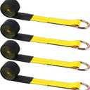 8 Pack Lasso Tow Truck Straps with D Ring 11, 000 Lbs Break Strength D Ring Auto Tie Down Wheel Lift Trailer Strap for Hauling Utv SUV Wrecker Rollback (2" X 8ft,Yellow)