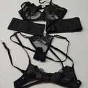 Sexy Bra Set Transparent See Through Bra and Panty Set with Garter Perspective Mesh Lingerie Set Ladies Underwear Set L