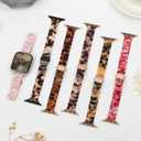 Slim Resin Band Compatible With Apple Watch Band Women 38mm 40mm 41mm 42mm 44mm 45mm 46mm, 14mm Thin Tortoise Lightweight Bracelet Dressy Strap for iWatch Bands Series 11 10 SE 2nd/3 9 8 7 6 5 4 3