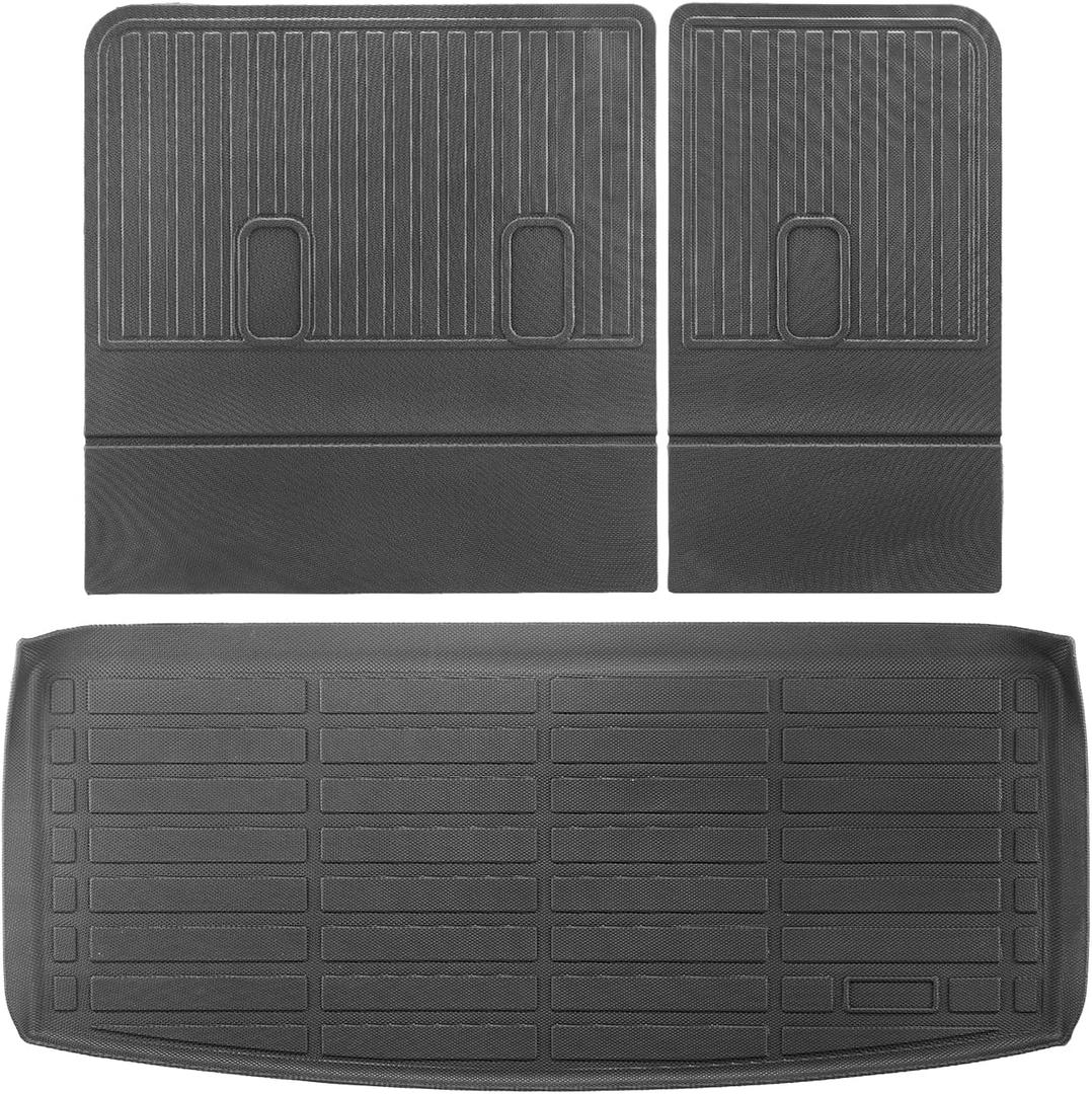 VEVOR Cargo Mats Compatible Tahoe & GMC Yukon 2021-2024, Custom Fit TPE Cargo Liner Set for SUVs, Trunk and Rear Back Seat Protector Replacement, Trunk Mat and Backrest Mats