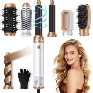 Ukliss 6 in 1 Blow Dryer Brush & Air Styler, Ionic Hair Dryer with AutoWrap Hair Styler Straightener & Volumizing Brush for Fine/Thick Hair Fast Drying Frizz-Free Salon & Travel Use (ALCI Plug)