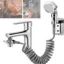 Shower Head Sink- Sink Hose Sprayer Attachment for Faucet- Bathroom-Utility-Bathtub- Shower Head Attachable Nozzle , Swivel Aerator w/10FT Extra Long Retractable Hose,No Drilling Support