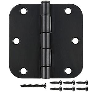 30 Pack Matte Black Interior Door Hinges Round 3.5" x 3.5 Inch 5/8"Radius Heavy-Duty Mat Hinge for Doors Standard Bedroom Work Office Door Hardware Removable Pin,Farm,Shed,Gate,Greenhouse Vent Window