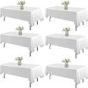 WIGENIUS 6 Pack White Table Cloth Rectangle Tablecloths 60X102 Inch,Polyester Table Cloth for 6 Foot Rectangle Tables,Wrinkle Resistant Washable Fabric Table Covers for Party,Wedding Banquet