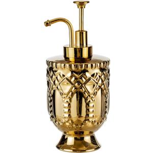 12 oz Ceramic Soap Dispenser with Pupm,Refillable Liquid Hand Soap Dispenser for Bathroom,Premium Kitchen Dispenser (Gold)
