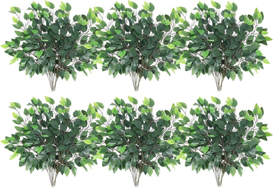 GTIDEA 36PCS Artificial Ficus Leaves Branches Faux Ficus Tree Branches Artificial Greenery Stems Silk Floral Arrangement for Benjamina Tree DIY Wedding Bouquet Summer Wreath Wall Decor (24.04 Inch)