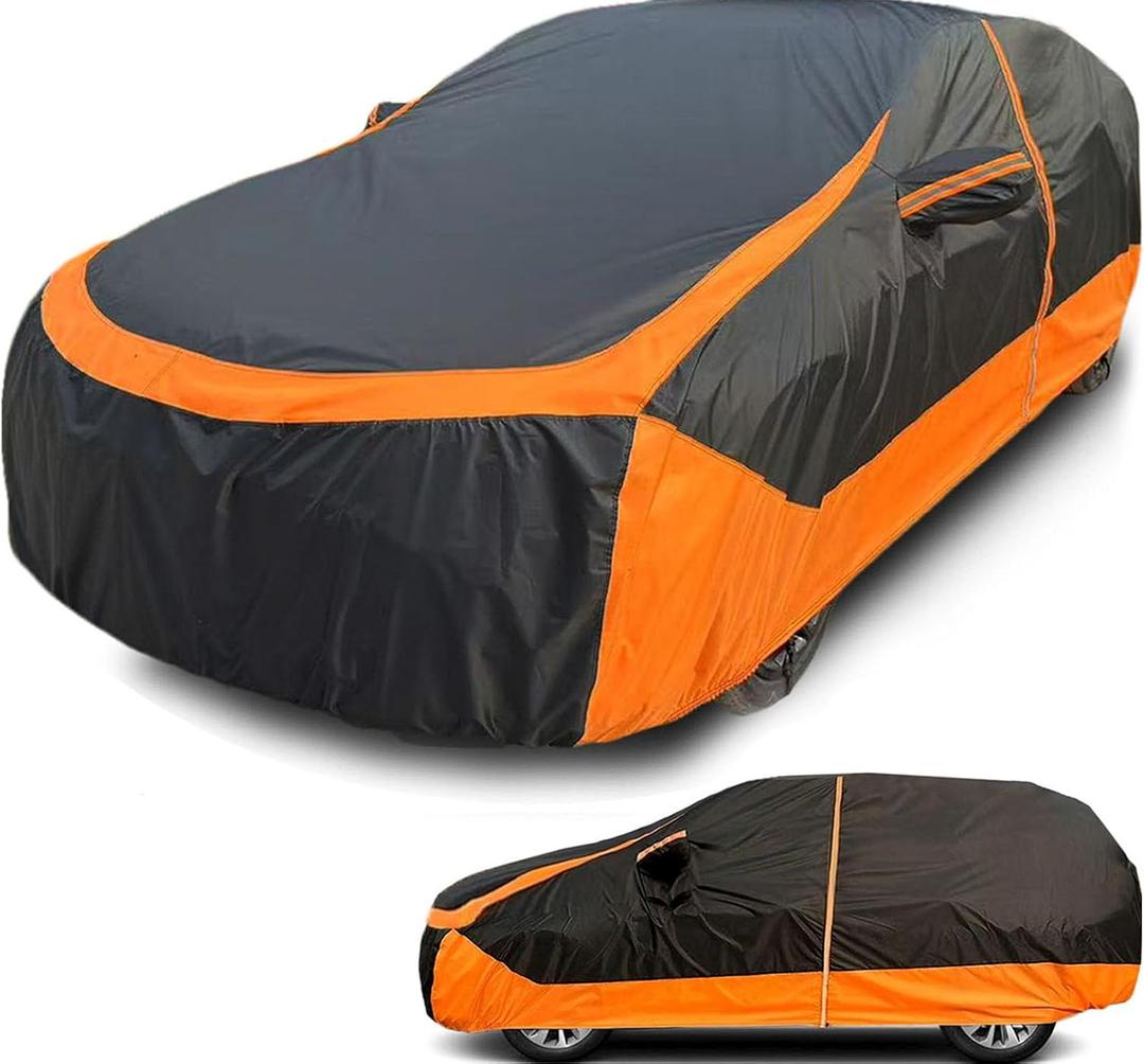 All Weather Outdoor SUV car Covers with ZipperDoor and Reflective Strip for Nissan RogueSport,Honda HR-V, Hyundai Kona/Tucson, ToyotaC-HR, Audi Q3,Lexus Ux 100% Rainproof (SUVLength 168-176 inch)