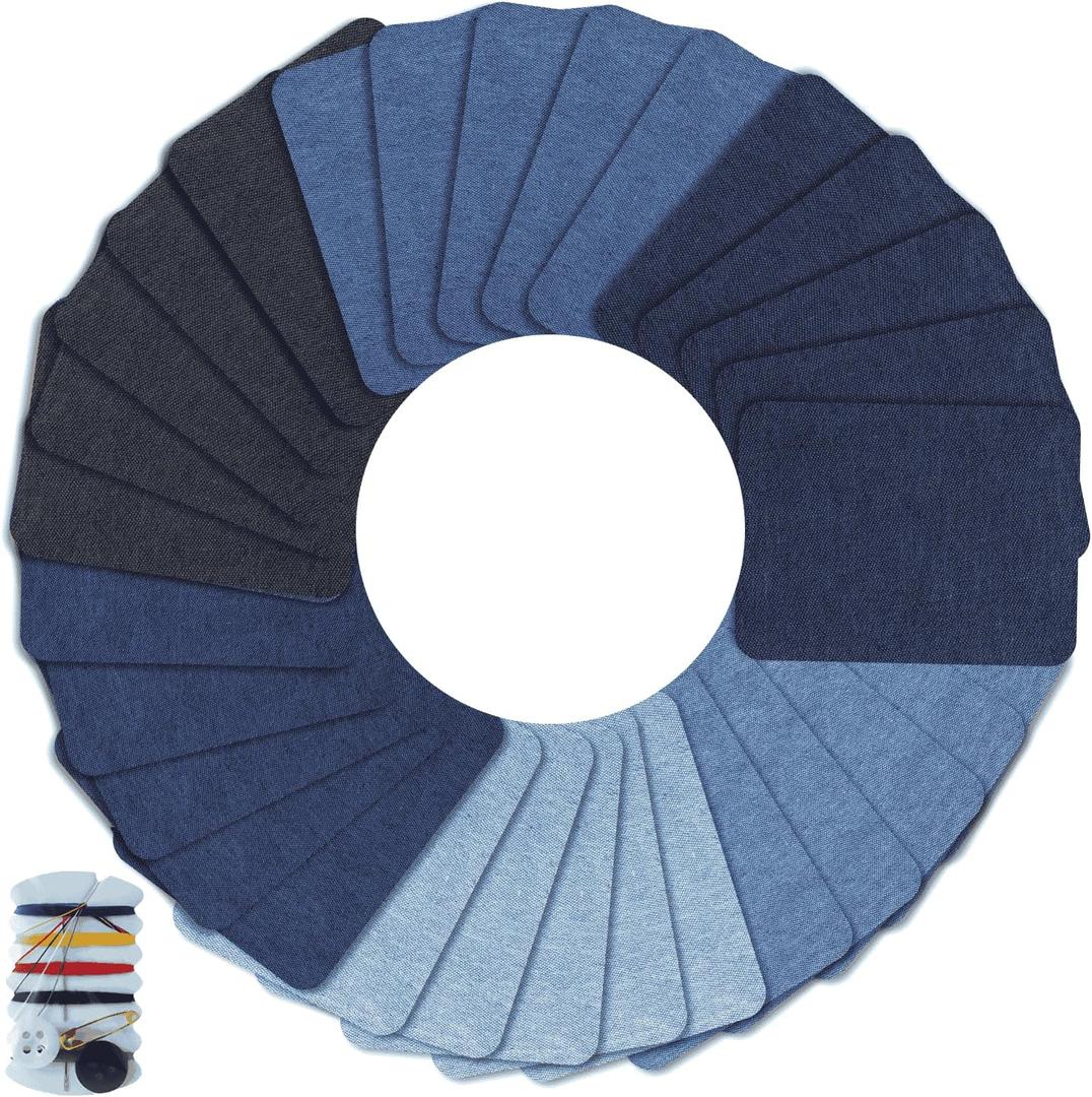 30PCS Iron on Patches for Jeans Denim Patches for Inside Jeans for Repair Pants Jeans Denim Pockets Bags Knees Elbow Holes