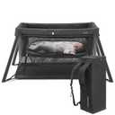 Gromast 2 in 1 Portable Travel Crib for Toddler, Foldable Crib for Baby, Lightweight Playpen Collapsible Playard with Soft Mattress, Easy to Carry Baby Travel Bed for Outdoor, Indoor (Black)