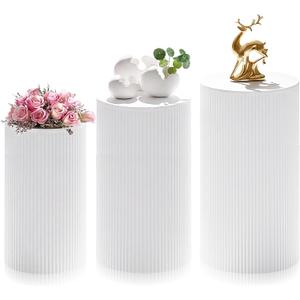 Zonon 3 Pcs White Cylinder Pedestal Stands for Party, Metal Display Stands Pillars for Wedding Bridal Ceremony Baby Shower Birthday Party Decorations, 19.6*12.6''(L), 19.7*11''(M), 17.7*9.5''(S)