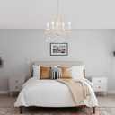 Plug in Crystal Ceramic White Chandelier, Glass Chandeliers,White crystal Hanging Pendant Light with Clear Cord and On/Off, 4 Light Crystal Chandelier for wedding, Kitchen, Dining,Foyer, Mini room