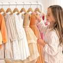 Kids Clothing Rack - Dress Up Clothes Rack - Baby Toddler Closet - Mini Freestanding Coat Racks with 2 Fabric Shelves - Small Kids Costume Wardrobe - Garment Rack for Hanging Clothes Organizer