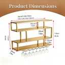 4-Tier Wall Mount Wine Rack with LED Light & Glass Holder, Gold, 100CM/39.4in