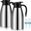 68oz Thermal Coffee Carafe, 2 Pack Airpot Insulated Coffee Urns Stainless Steel Vacuum Thermal Pot Dispenser for Coffee, Hot Water, Tea, Hot Beverage - Keep 12 Hours Hot, 24 Hours Cold (Silver)