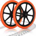 Upgraded 20x1.95" Flat Free Tires Compatible with rubbermaid Wheelbarrow Wheels, 20" Flat Free Tires with 5/8" Bearing Replacement for rubbermaid Cart Wheels/Big Wheel Utility Carts (Orange)