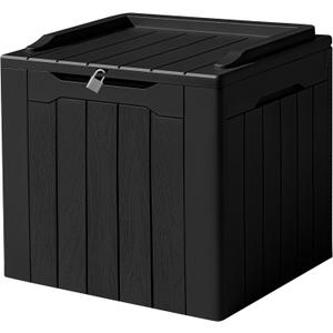 Devoko 31 Gallon Waterproof Outdoor Storage Box Resin Deck Box Lockable and UV Resistant for Patio Furniture,Garden Tools (Black)
