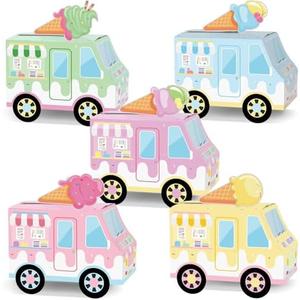 25PCS Ice Cream Truck Boxes for Centerpieces Table Decor Ice Cream Themed Party Favors Treat Boxes Colorful Paper Candy Party Decorations Boxes for Summer Boy Girl Birthday Baby Shower Party Supplies