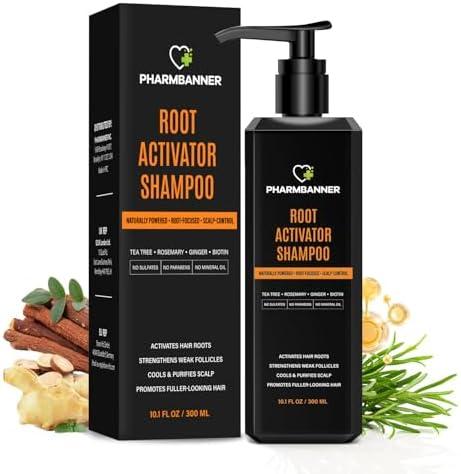 Root Activator Shampoo for Men and Women – Rosemary & Boiton Hair Growth Shampoo for Thinning Hair, Hair Loss & Scalp Health – Natural Herbal Formula with Cooling Sensation – Sulfate-Free – 10.1 fl oz