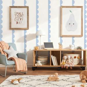 Scallop Border Wall StickerDoor Edge Scallop Decorative Art StickersScallop Peel and Stick Borderfor Nursery, Kids Bedroom Living Room Home Scandinavian Boho Painting Wall Dcor. (Blue)