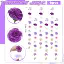 6 Pcs 35.4 Inch Artificial Purple Flower Garlands with 3 Pcs 10 Ft Wedding Tulle Table Runner Wildflower Vines Floral Table Runner Garlands for Wedding Bridal Shower Spring Tea Party, 29 inches x 120 inches
