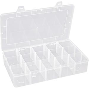 Hlotmeky Plastic Organizer Box with Dividers Bead Organizer 15 Large Grids Tackle box Organizer Clear Snackle Box Container