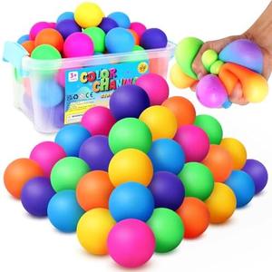 Stress Balls Bulk for Kids and Adults: 17 Pack Mini Squishy Ball for Anxiety Relief - Color Changing Sensory Ball Fidget Toys for Autistic Children, Classroom Prizes Goodie Bag Stuffers (1.8")