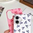 Skyseaco for iPhone 17 Case Cute Love Heart Design Aesthetic Pattern Phone Case for Women Girls Soft Slim TPU Shockproof Phone Cover for iPhone 17 6.3"- Blue & White
