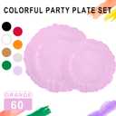 SUT 60PCS Purple Plastic Plates - Plastic Plates for Party, Purple Plates Disposable Heavy Duty, Including 10 inch Dinner Plates, 7 inch Dessert Plates, Plastic Plates for Wedding&Party