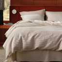 Bedsure Cotton Duvet Cover King - 100% Cotton Waffle Weave Linen Color Duvet Cover, PureWoven Breathable King Bedding Set for All Season, 3 Pieces, 104"x90"
